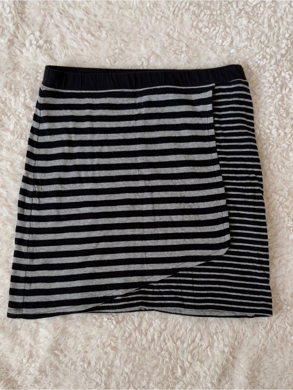 Life Is Good Striped Black and Gray Wrap-Style Women's Skirt EUC